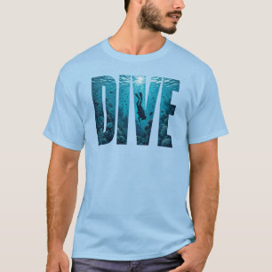 Onderwater Duikscene Typografie Ontwerp T-shirt