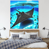 Onderwater Eagle Ray Design Canvas Afdruk (Insitu (Slaapkamer))