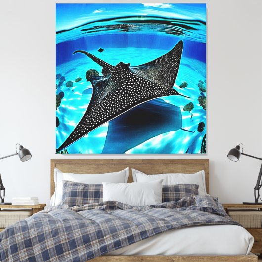 Onderwater Eagle Ray Design Canvas Afdruk (Insitu (Slaapkamer))