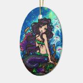 Onderwater Fantasy Mermaid Art van Hannah Lynn Keramisch Ornament (Links)