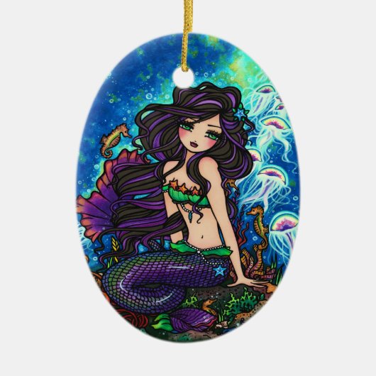 Onderwater Fantasy Mermaid Art van Hannah Lynn Keramisch Ornament (Voorkant)