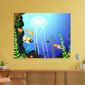 Onderwater Fish Fantasy 3 paneel Canvas Afdruk (Insitu (Woonkamer))