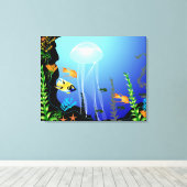 Onderwater Fish Fantasy 3 paneel Canvas Afdruk (Insitu (Houten vloer))