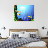 Onderwater Fish Fantasy 3 paneel Canvas Afdruk (Insitu (Slaapkamer))