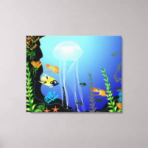 Onderwater Fish Fantasy 3 paneel Canvas Afdruk