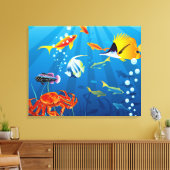 Onderwater Fish Fantasy Custom 2 Panel Canvas Afdruk (Insitu (Woonkamer))