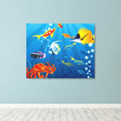 Onderwater Fish Fantasy Custom 2 Panel Canvas Afdruk (Insitu (Houten vloer))