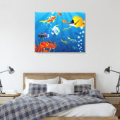 Onderwater Fish Fantasy Custom 2 Panel Canvas Afdruk (Insitu (Slaapkamer))