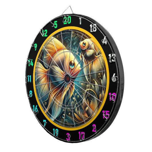 Onderwater Glow Betta Dartboard Art Dartbord (Voorkant Rechts)