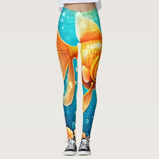 Onderwater goudvis kunst leggings (Voorkant)