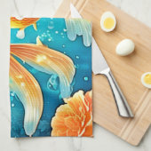 Onderwater goudvis kunst theedoek (Quarter Fold)