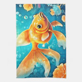 Onderwater goudvis kunst theedoek (Verticaal)