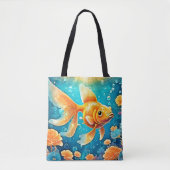 Onderwater goudvis kunst tote bag (Voorkant)