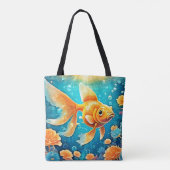 Onderwater goudvis kunst tote bag (Achterkant)