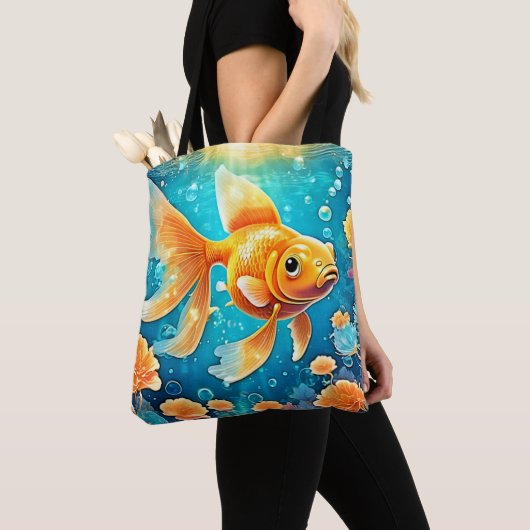 Onderwater goudvis kunst tote bag (Dichtbij)
