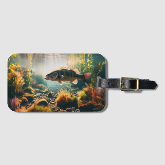 Onderwater grote mondbas bagagelabel (Voorkant (horizontaal))