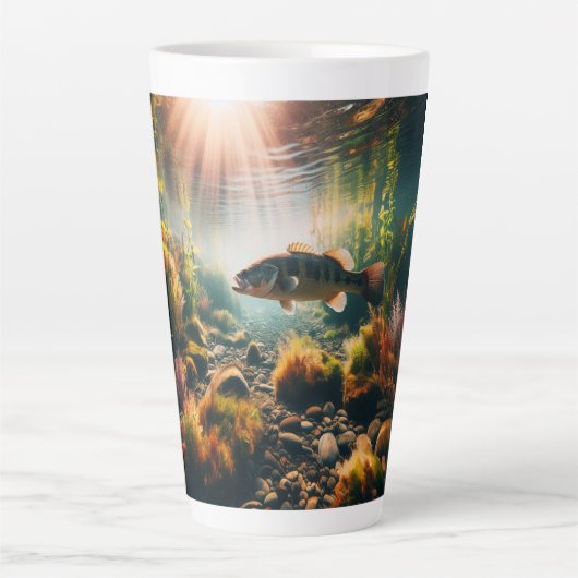 Onderwater grote mondbas latte mok (Voorkant)