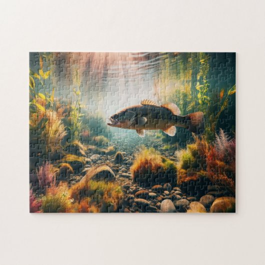 Onderwater grote mondbas legpuzzel (Horizontaal)