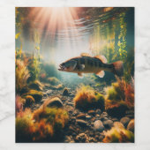 Onderwater grote mondbas wijn etiket (Enkel label)