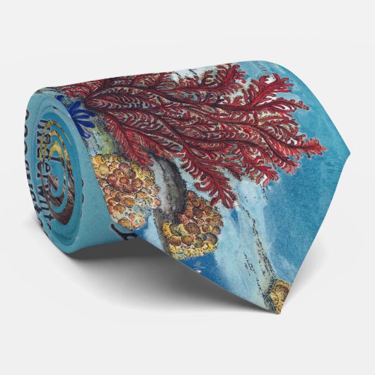 Onderwater handgeschilderd koraalrif stropdas (Opgerold)