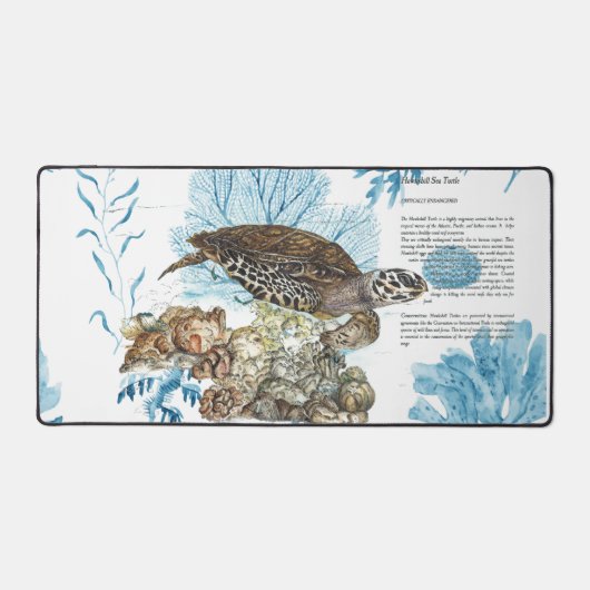 Onderwater handgeschilderde Hawksbill Zee schildpa Bureaumat (Voorkant)