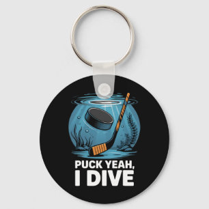 Onderwater Hockey Speler Puck Ja Duiksport Aqua Sleutelhanger