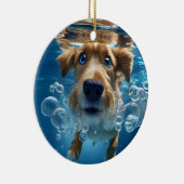 Onderwater Hond Zwemmende Bubbels Ornament (Rechts)