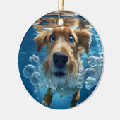Onderwater Hond Zwemmende Bubbels Ornament (Links)