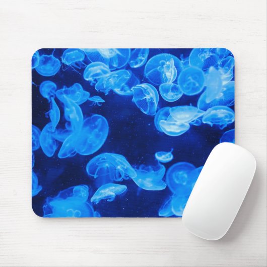 Onderwater Jellyfish mousepad, blauw wit Muismat (Met muis)