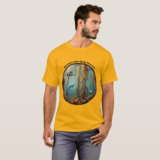 Onderwater Kelp Forest met vis en kreeft URM T-shirt (Voorkant volledig)