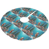 Onderwater Kerst Zeepaardje en Zee Schildpad Kerstboom Rok (Gekanteld)