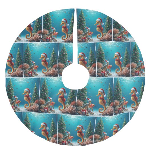 Onderwater Kerst Zeepaardje en Zee Schildpad Kerstboom Rok (Voorkant)