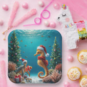 Onderwater Kerst Zeepaardje en Zee Schildpad Papieren Bordje (Feest)