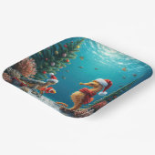 Onderwater Kerst Zeepaardje en Zee Schildpad Papieren Bordje (Gebogen)