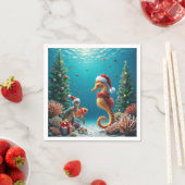 Onderwater Kerst Zeepaardje en Zee Schildpad Servet (Insitu)