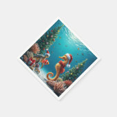 Onderwater Kerst Zeepaardje en Zee Schildpad Servet (Hoek)
