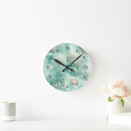 Onderwater koraal en schelpen in Blauwgroen Waterv Ronde Klok (Huis)