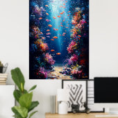 Onderwater koraalrif in impressionistische stijl poster (Thuiskantoor)