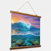 Onderwater Koraalrif Surfen Uitzicht - Split-Level Hangend Wandkleed (Gebogen)