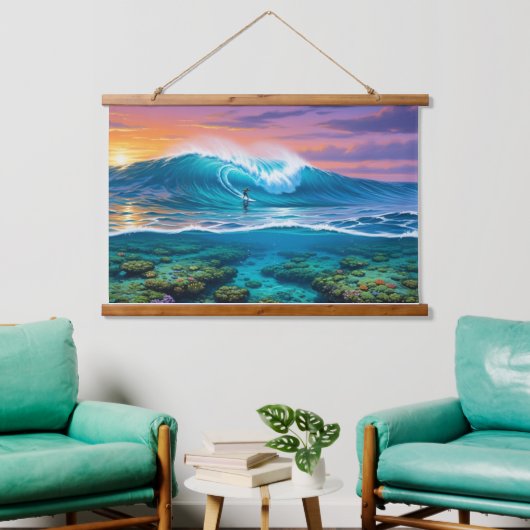 Onderwater Koraalrif Surfen Uitzicht - Split-Level Hangend Wandkleed (Woonkamer)