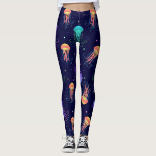 Onderwater kwallen wereld: helder patroon. leggings