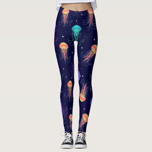 Onderwater kwallen wereld: helder patroon. leggings (Voorkant)