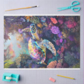Onderwater Levendige Zee Turtle Decoupage Tissuepapier (Craft)