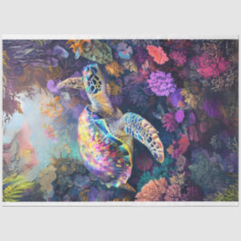 Onderwater Levendige Zee Turtle Decoupage Tissuepapier