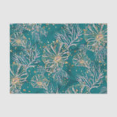 Onderwater Luxe | Blauwgroen en gouden Zee Tissuepapier (Voorkant)