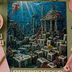 Onderwater Mahjong Tegel Rif Oceaan Koraal Fantasi Legpuzzel