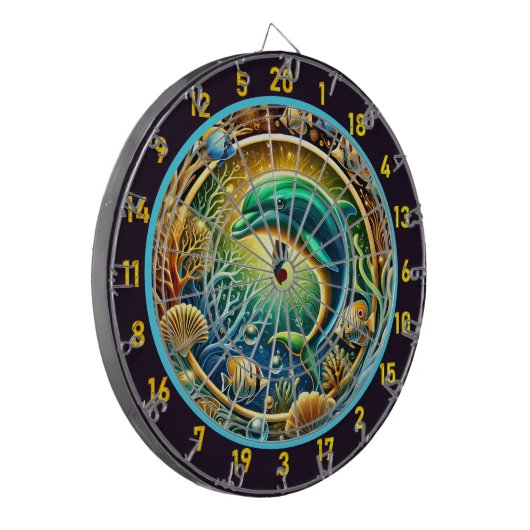 Onderwater Majesty Dolfijn Dartbord Decor (Voorkant Links)