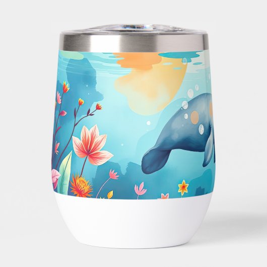 Onderwater Manatee en Floral Fantasy Art (Voorkant)