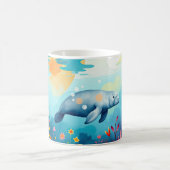 Onderwater Manatee en Floral Fantasy Art Koffiemok (Center)