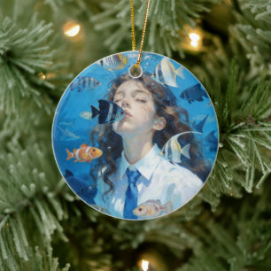 Onderwater Meisje Keramische Versiering Keramisch Ornament